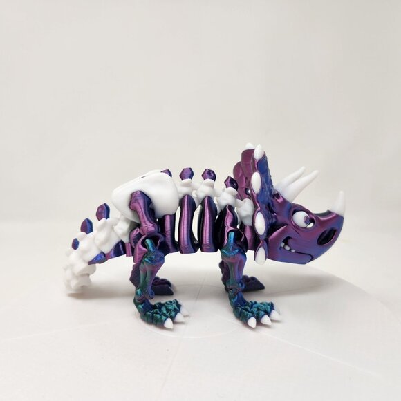 3D Printed Flexi Factory Articulated Triceratops Dinosaur Skeleton 8" x 3.75 - Picture 3 of 8